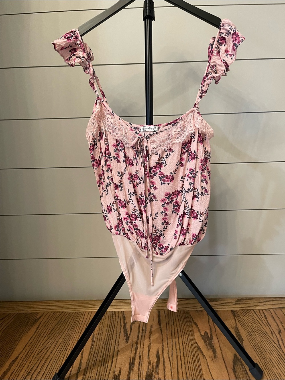 Intimately Free People Floral Lace Bodysuit Pink Romantic Cottagecore